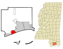 Location of Long Beach in Mississippi