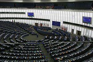 Hemicycle of Louise Weiss building of the European Parliament, Strasbourg