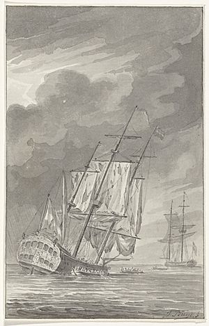 Het zinkende schip Holland, 1781, RP-T-00-1464