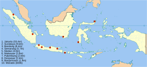 Indonesia metropolitan areas labeled map