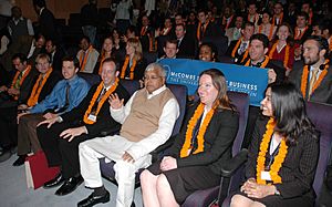 Lalu Prasad interacting with a group of MBA students from University of Texas and University of Virginia (USA) on the topic “ Turn Around of Indian Railways,” in New Delhi on March 16, 2007