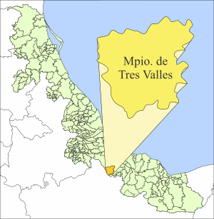 Location of Tres Valles within Veracruz State