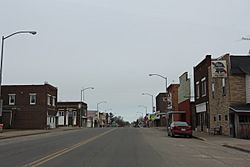 Looking north in downtown Loyal on WIS 98