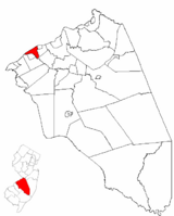 Delanco Township highlighted in Burlington County. Inset map: Burlington County highlighted in the State of New Jersey.