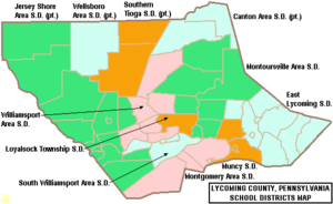 Map of Lycoming County Pennsylvania School Districts