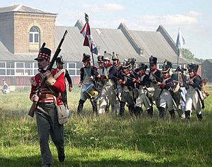 Napoleonic battle reenactment at Waltham Abbey Royal Gunpowder Mills