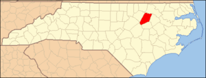 North Carolina Map Highlighting Nash County