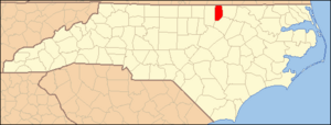 North Carolina Map Highlighting Vance County