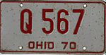 Ohio 1970 license plate - Number Q 567.jpg