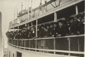 Photograph of Immigrants on a Ferry Boat Near Ellis Island
