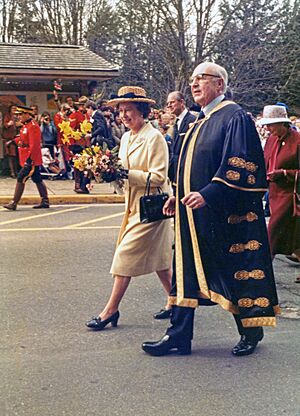 Queen Elizabeth II, Royal tour of Canada 1983-Mar-09, UBC, Vancouver BC