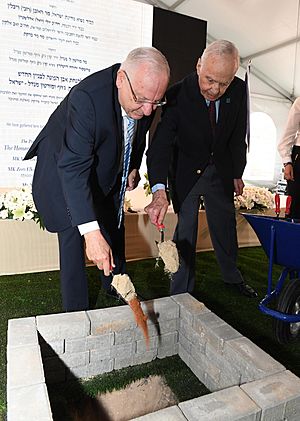 Reuven Rivlin at the laying of the cornerstone of the new building of the Mandel Foundation-Israel, Jerusalem, October 2017 (6668).jpg