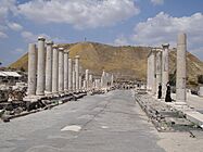 Roman street in Bet She'an National Park, Israel