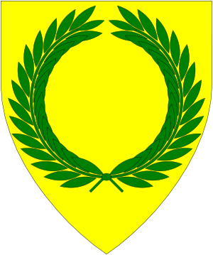 Arms of the Society for Creative Anachronism. Blazon: Or, a laurel wreath vert