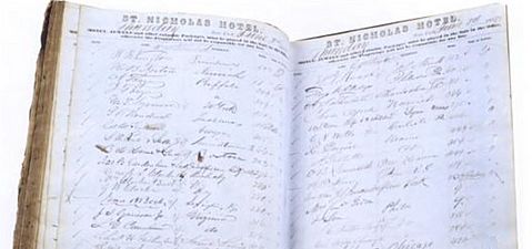 St Nicholas Hotel 1858 register