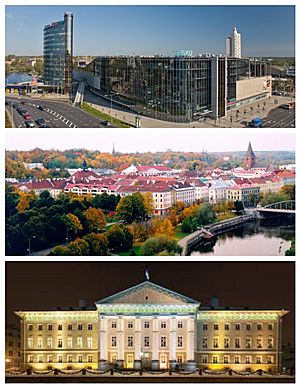 From top to bottom: City Centre, Old Town of Tartu, University of Tartu