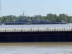 USS Kidd moving on the Mississippi River