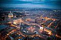 Vatican City and St. Peter Square evening twilight aerial view