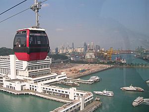 View of HarbourFront and a cable car from Singapore Cable Car