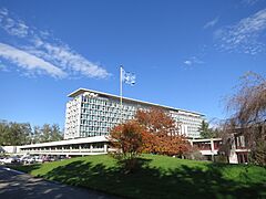 WHO HQ main building, Geneva from Southwest