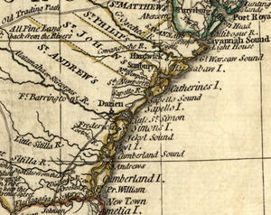 1776 map of coastal Georgia