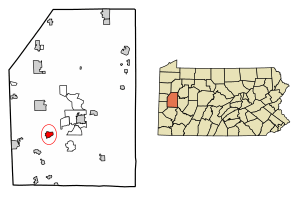 Location of Connoquenessing in Butler County, Pennsylvania.