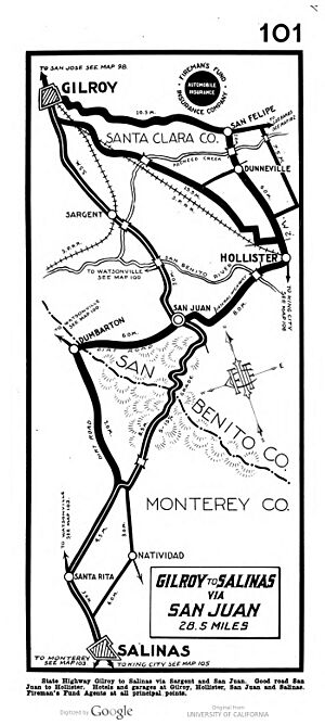 Gilroy to Salinas via San Juan 1916 Uc1.31175009013577-seq 153