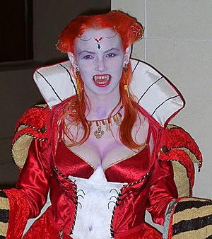 Girl in vampire costume
