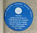 God Defend New Zealand blue plaque