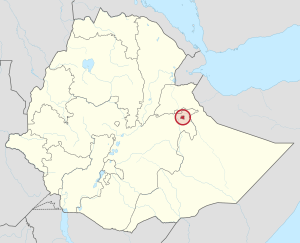 Map of Ethiopia showing Harari Region