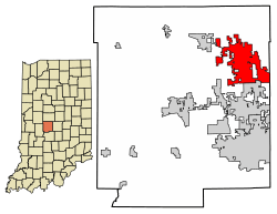 Location of Brownsburg in Hendricks County, Indiana.
