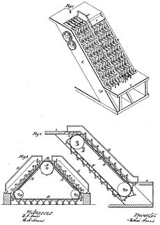 Illustration of revolving stairs (U.S. Patent 25,076 issued to Nathan Ames, 9 August 1859)
