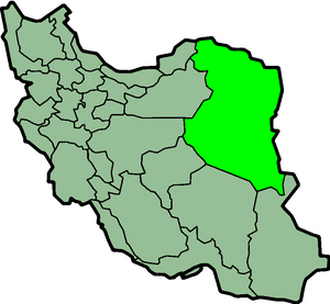 Map of Iran with Khorasan highlighted