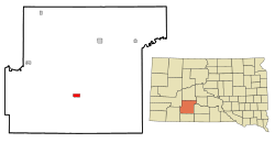 Location in Jackson County and the state of South Dakota