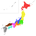Japanese football regions colored