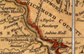 Jefferson Fry Map 1751, Tappahannock (Essex Co) and Richmond County, Tayloe, Carter