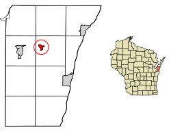 Location of Casco in Kewaunee County, Wisconsin.