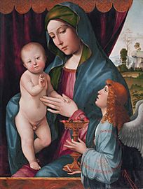 Madonna and Child with Angel, by Francesco Francia