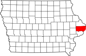 Map of Iowa highlighting Clinton County