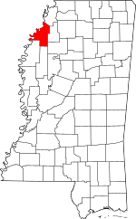 Map of Mississippi highlighting Coahoma County