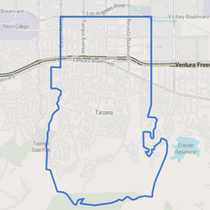 Boundaries of Tarzana as drawn by the Los Angeles Times