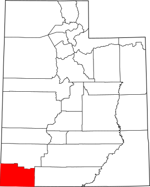 Map of Utah highlighting Washington County