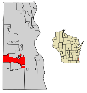 Location of Greenfield in Milwaukee County, Wisconsin.
