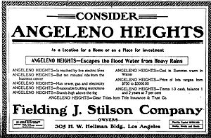 Newspaper display advert for Angeleno Heights, Los Angeles, 1906
