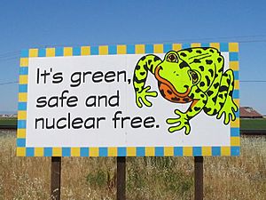 One of a set of two billboards in Davis, California advertising its nuclear-free policy 2