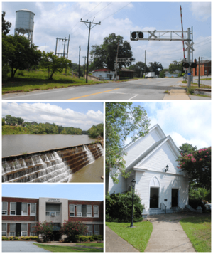 Top, left to right: South Carolina Highway 8, Saluda River, Pelzer Primary School, Pelzer Presbyterian Church