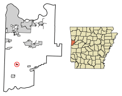 Location of Midland in Sebastian County, Arkansas.