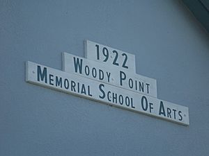 Signage at Woody Point Memorial Hall, Woody Point, Queensland