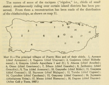 Smithsonian 1901 map of Puerto Rico caciques