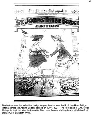 St Johns River Bridge Opening - Front page of The Florida Metropolis 30 June 1921